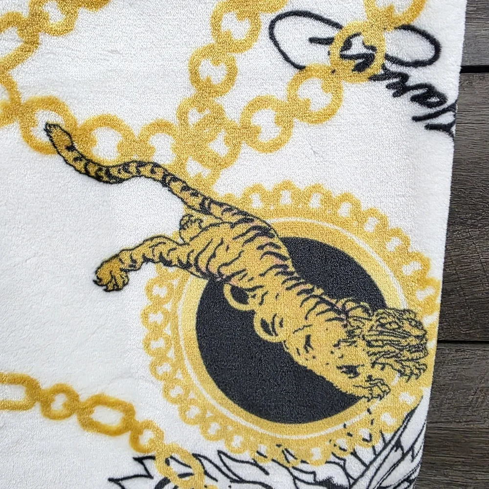 Ed Hardy Tiger Gold Chain Throw Blanket